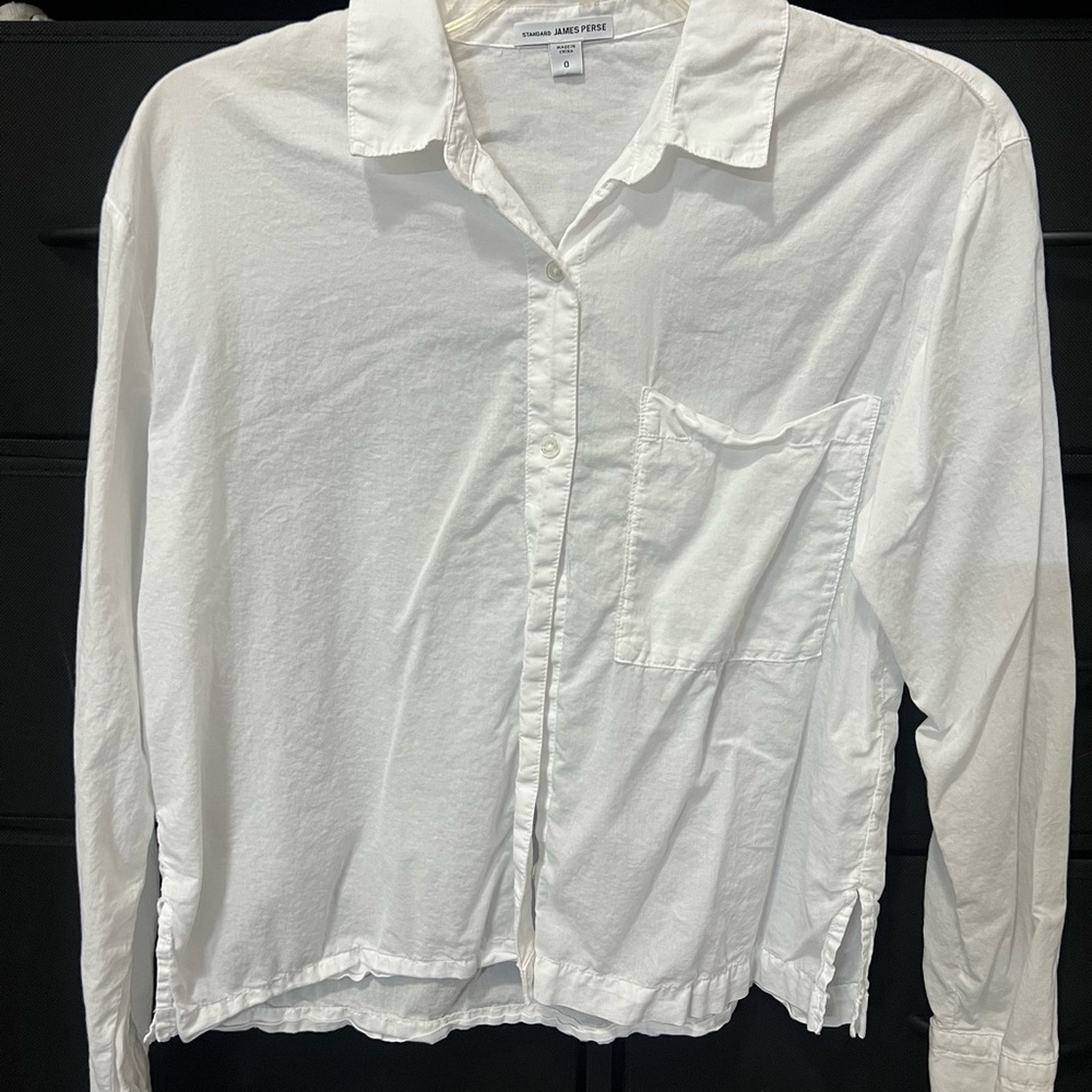 James Perse Classic White Button Down Shirt